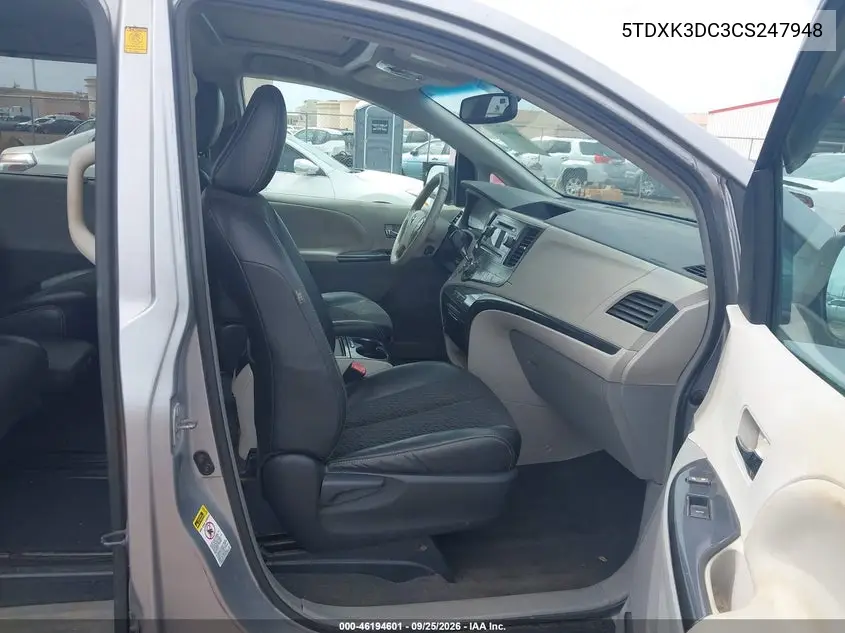 2012 TOYOTA SIENNA VIN 5TDXK3DC3CS247948 — фото 5