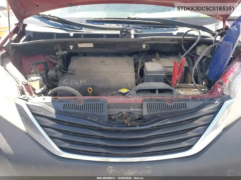 2012 TOYOTA SIENNA VIN 5TDKK3DC5CS185351 — фото 10