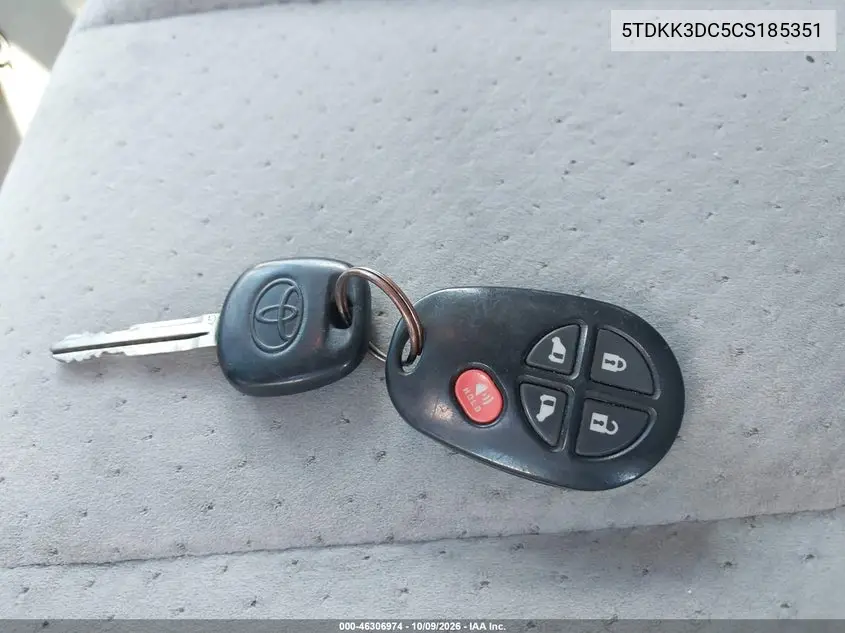 2012 TOYOTA SIENNA VIN 5TDKK3DC5CS185351 — фото 11