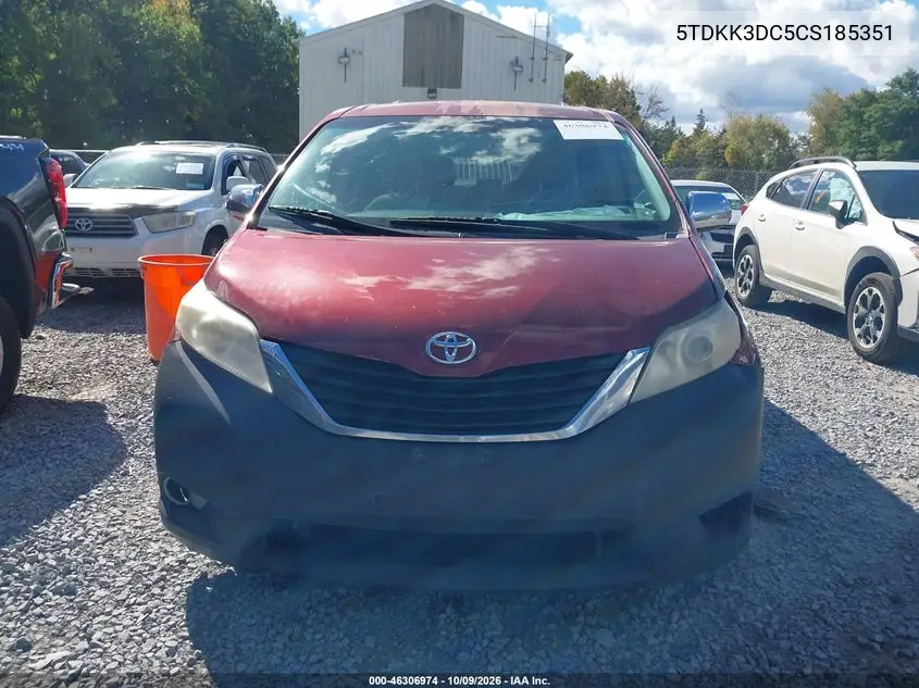 2012 TOYOTA SIENNA VIN 5TDKK3DC5CS185351 — фото 12