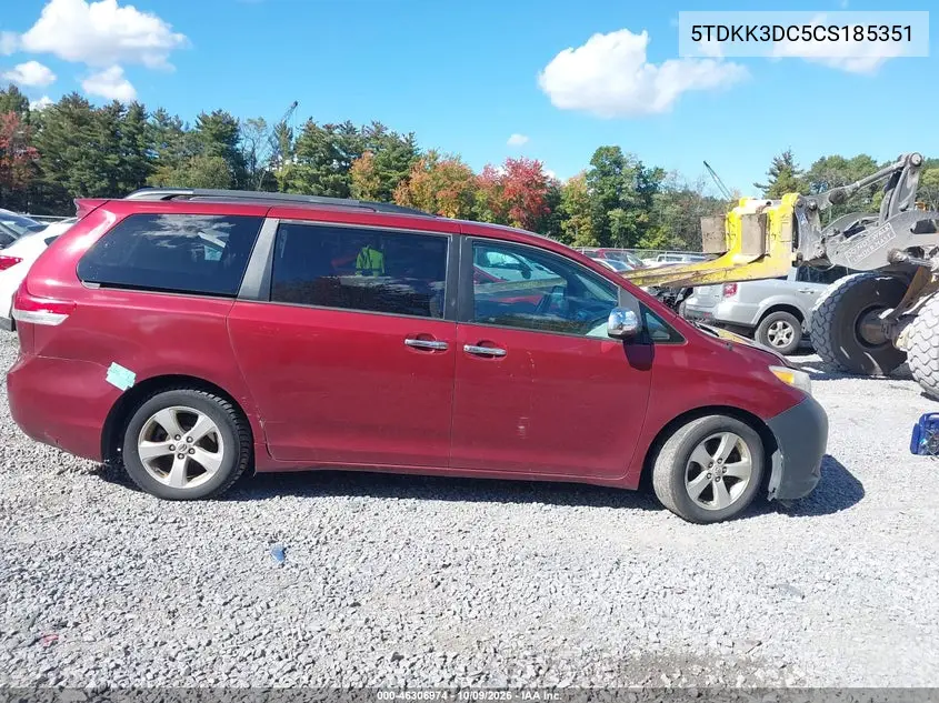 2012 TOYOTA SIENNA VIN 5TDKK3DC5CS185351 — фото 13