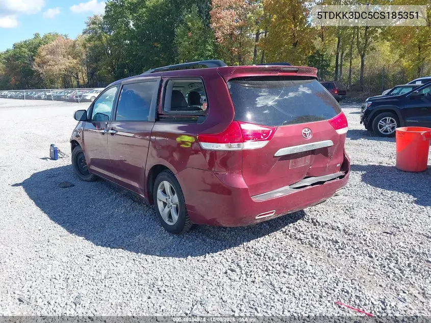2012 TOYOTA SIENNA VIN 5TDKK3DC5CS185351 — фото 3
