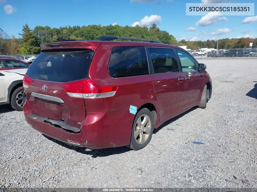2012 TOYOTA SIENNA VIN 5TDKK3DC5CS185351 — фото 4