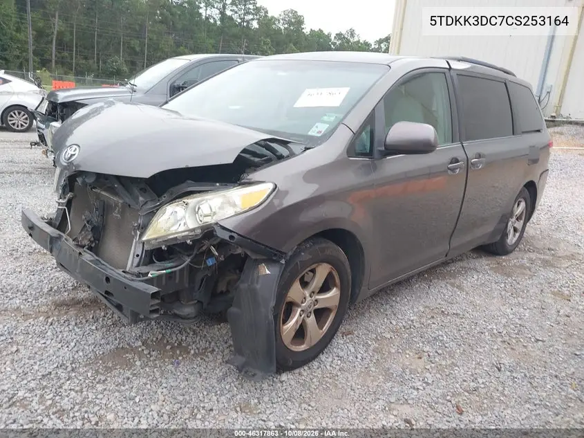 2012 TOYOTA SIENNA VIN 5TDKK3DC7CS253164 — фото 2