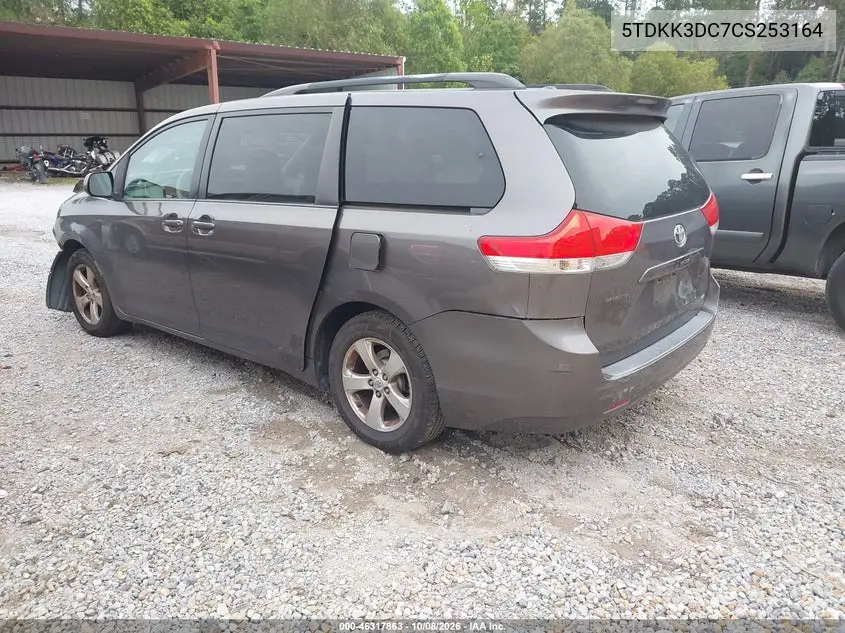 2012 TOYOTA SIENNA VIN 5TDKK3DC7CS253164 — фото 3