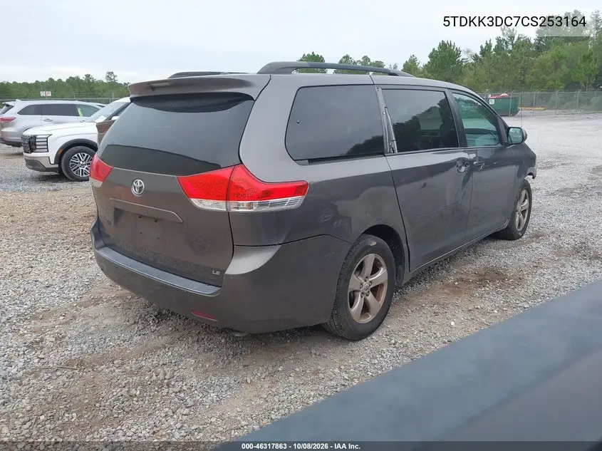 2012 TOYOTA SIENNA VIN 5TDKK3DC7CS253164 — фото 4