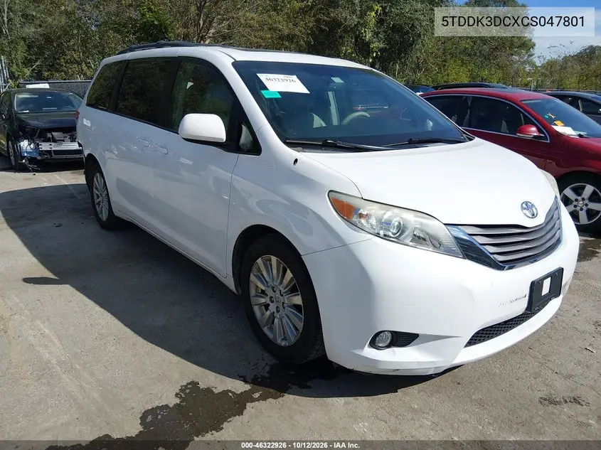 TOYOTA SIENNA 2012, VIN 5TDDK3DCXCS047801