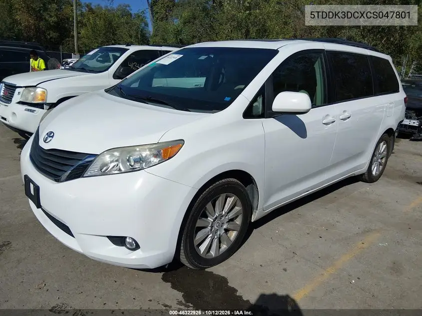 2012 TOYOTA SIENNA VIN 5TDDK3DCXCS047801 — фото 2