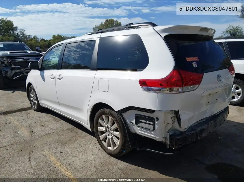 2012 TOYOTA SIENNA VIN 5TDDK3DCXCS047801 — фото 3