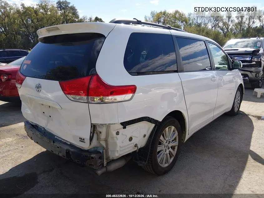 2012 TOYOTA SIENNA VIN 5TDDK3DCXCS047801 — фото 4