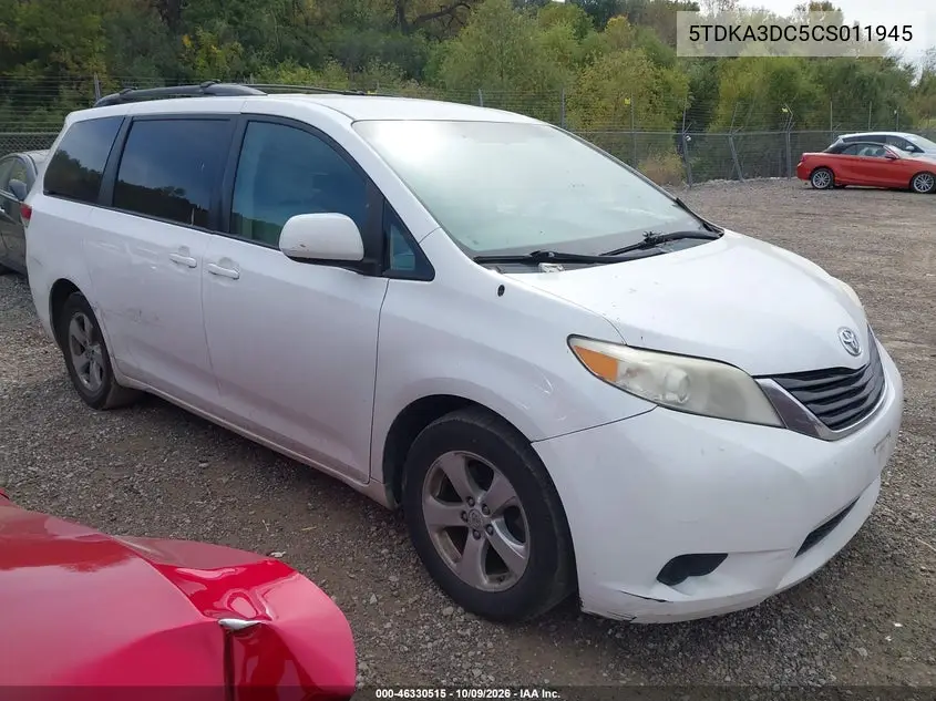 TOYOTA SIENNA 2012, VIN 5TDKA3DC5CS011945