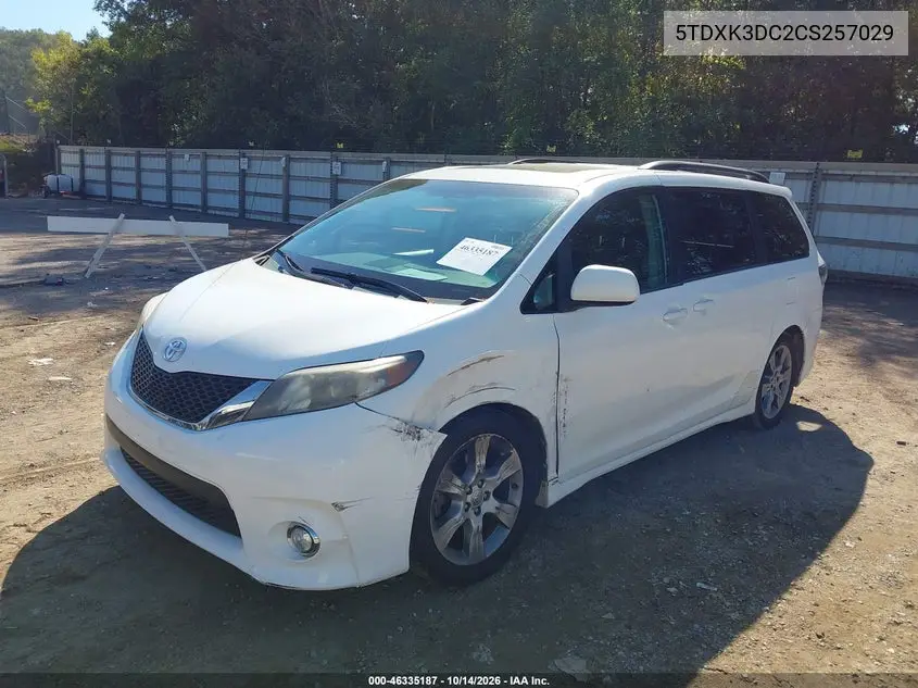 2012 TOYOTA SIENNA VIN 5TDXK3DC2CS257029 — фото 2