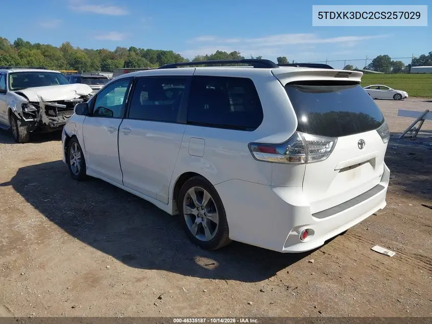 2012 TOYOTA SIENNA VIN 5TDXK3DC2CS257029 — фото 3