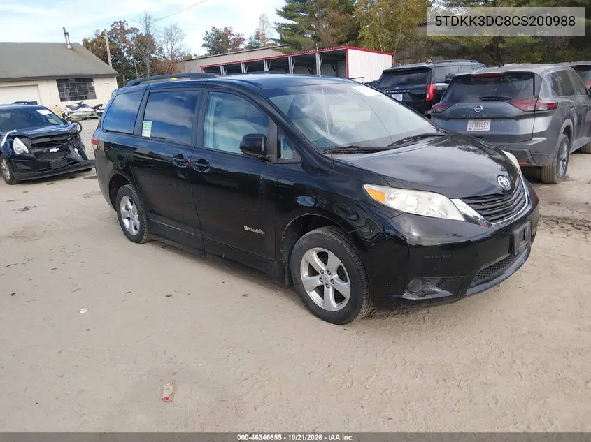 TOYOTA SIENNA 2012, VIN 5TDKK3DC8CS200988