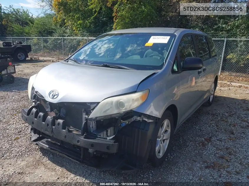 2012 TOYOTA SIENNA VIN 5TDZK3DC8CS258856 — фото 2