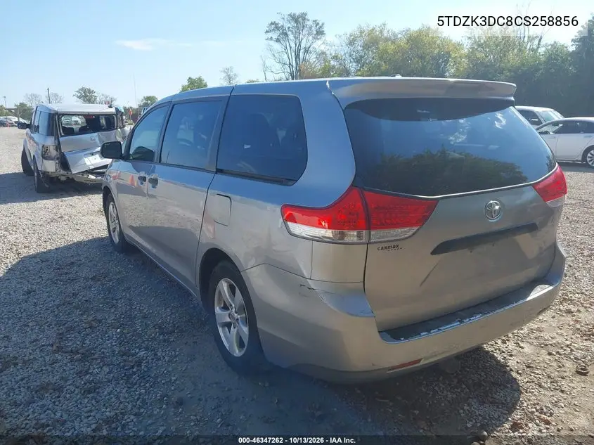 2012 TOYOTA SIENNA VIN 5TDZK3DC8CS258856 — фото 3