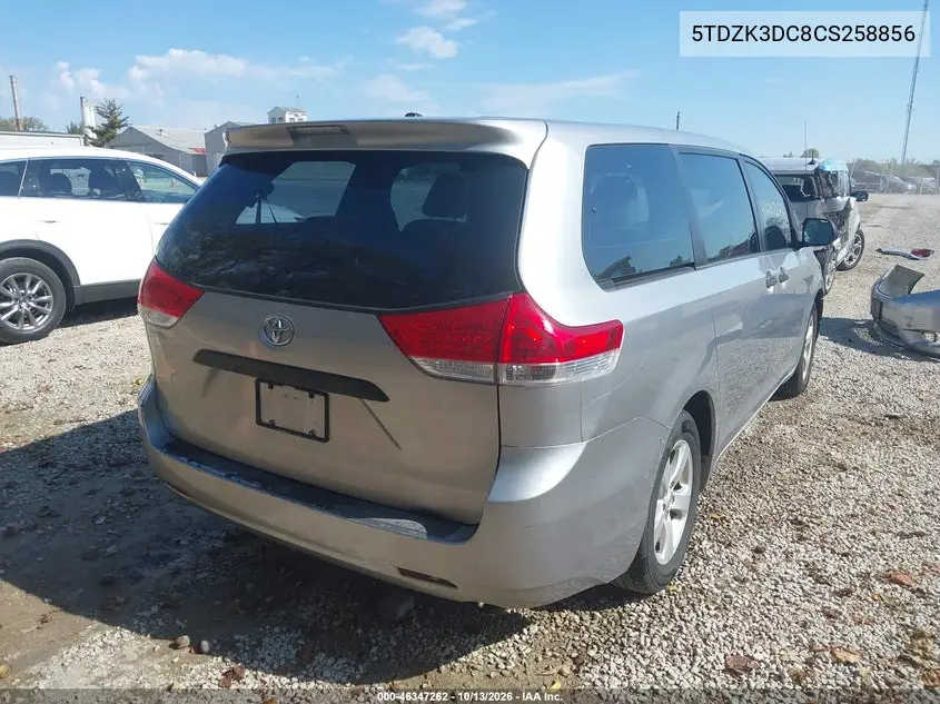 2012 TOYOTA SIENNA VIN 5TDZK3DC8CS258856 — фото 4