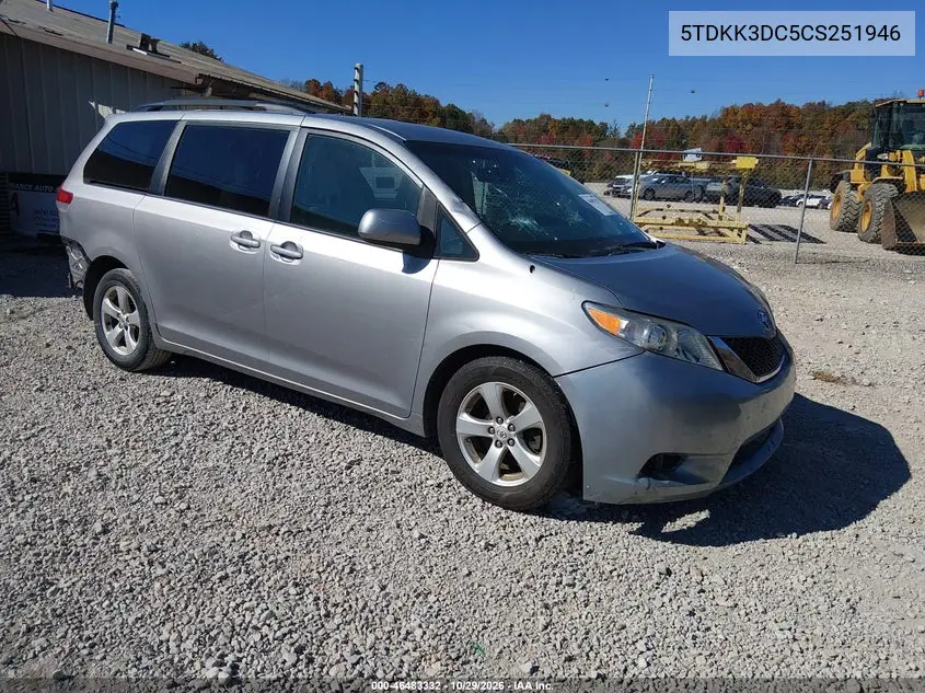 TOYOTA SIENNA 2012, VIN 5TDKK3DC5CS251946
