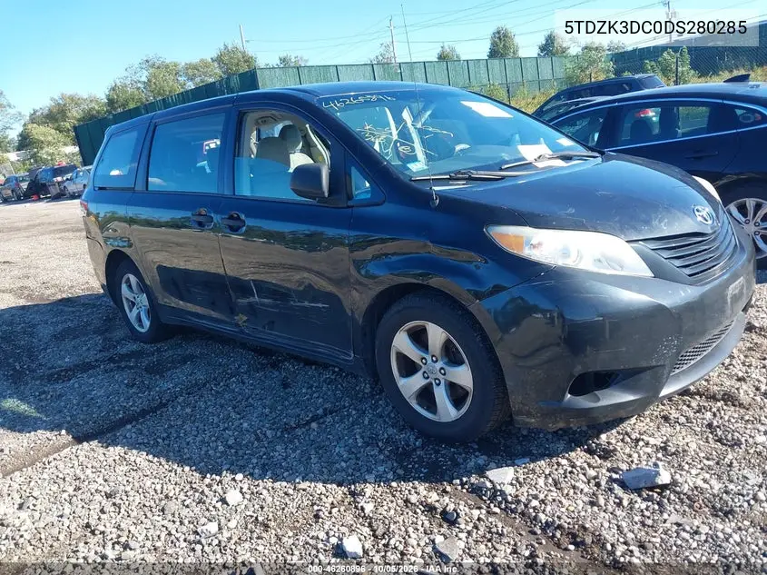 TOYOTA SIENNA 2013, VIN 5TDZK3DC0DS280285