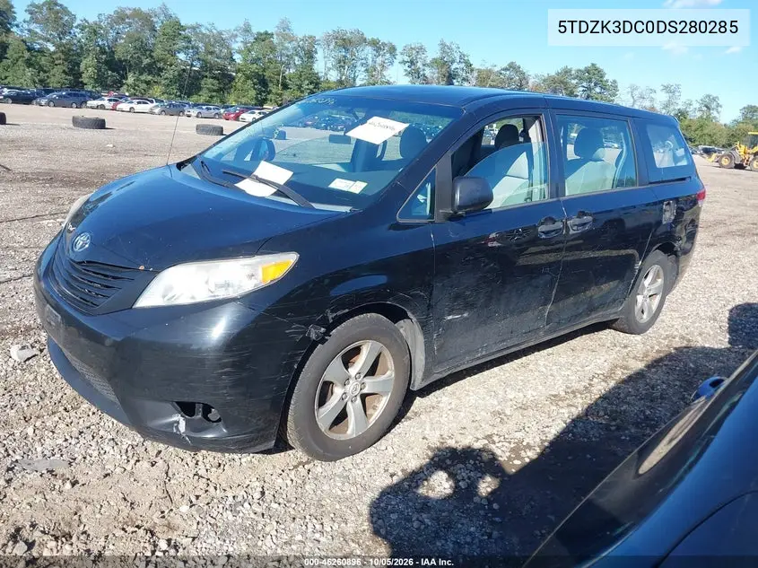 2013 TOYOTA SIENNA VIN 5TDZK3DC0DS280285 — фото 2