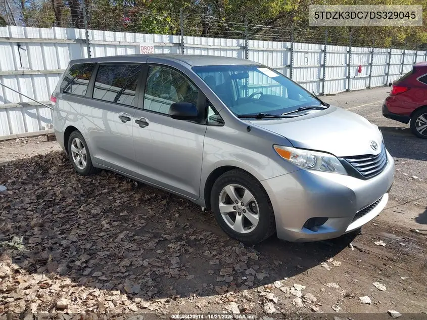 TOYOTA SIENNA 2013, VIN 5TDZK3DC7DS329045