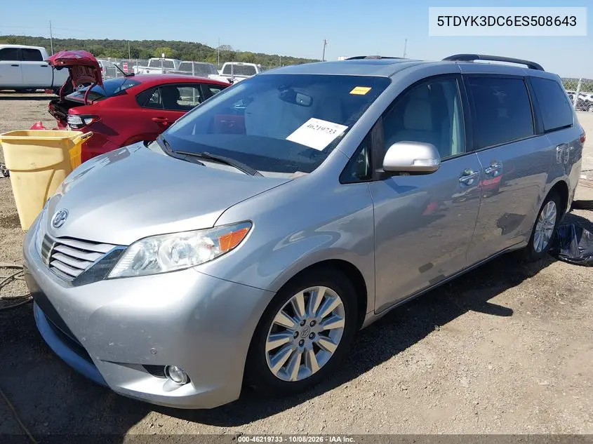 2014 TOYOTA SIENNA VIN 5TDYK3DC6ES508643 — фото 2