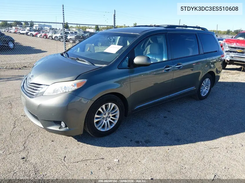 2014 TOYOTA SIENNA VIN 5TDYK3DC3ES510608 — фото 2