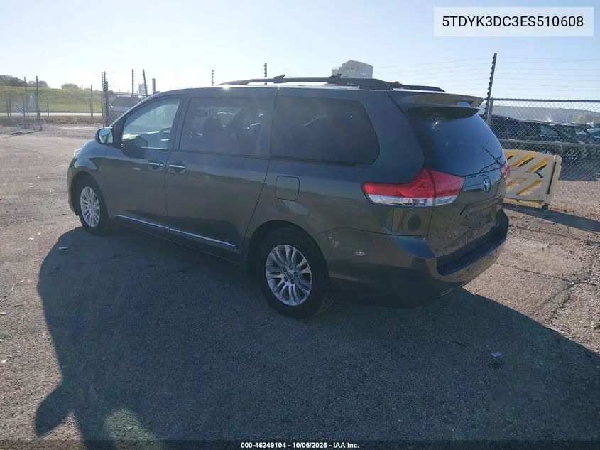 2014 TOYOTA SIENNA VIN 5TDYK3DC3ES510608 — фото 3