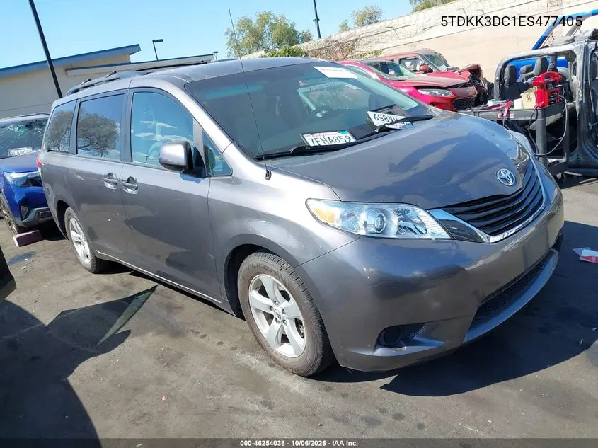 TOYOTA SIENNA 2014, VIN 5TDKK3DC1ES477405