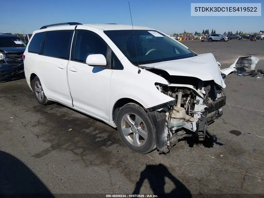TOYOTA SIENNA 2014, VIN 5TDKK3DC1ES419522