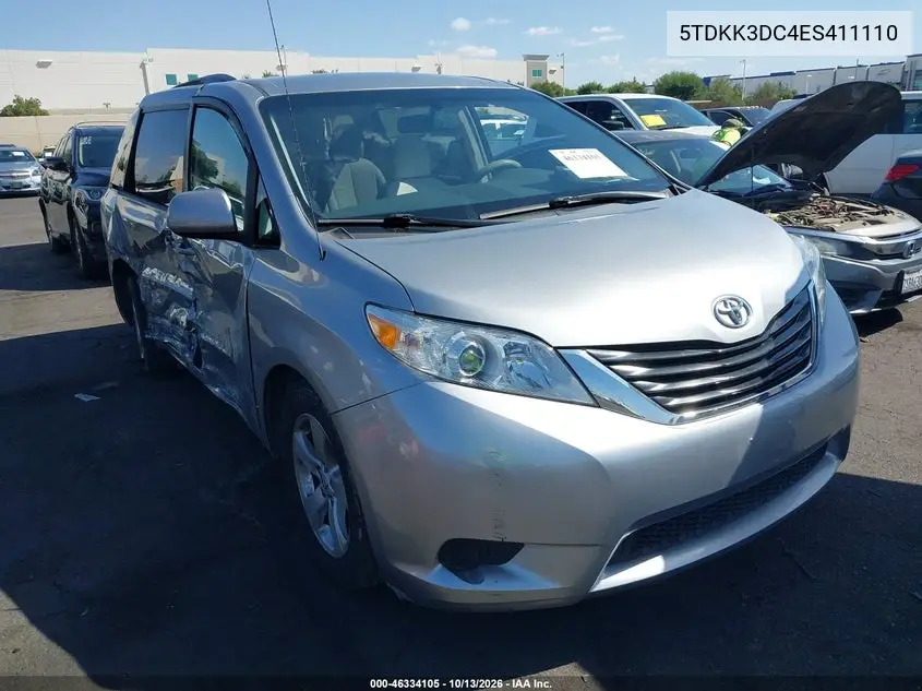 TOYOTA SIENNA 2014, VIN 5TDKK3DC4ES411110