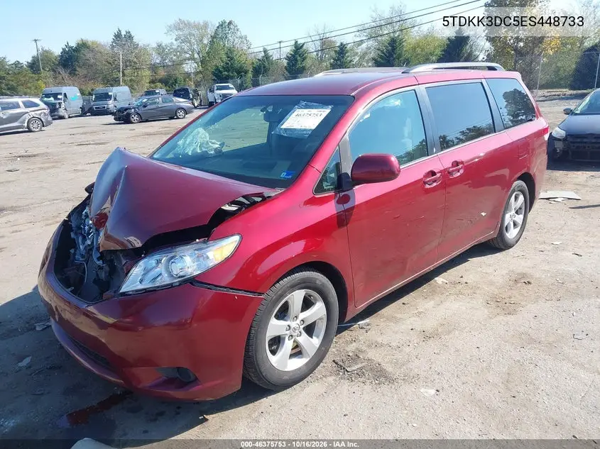 2014 TOYOTA SIENNA VIN 5TDKK3DC5ES448733 — фото 2