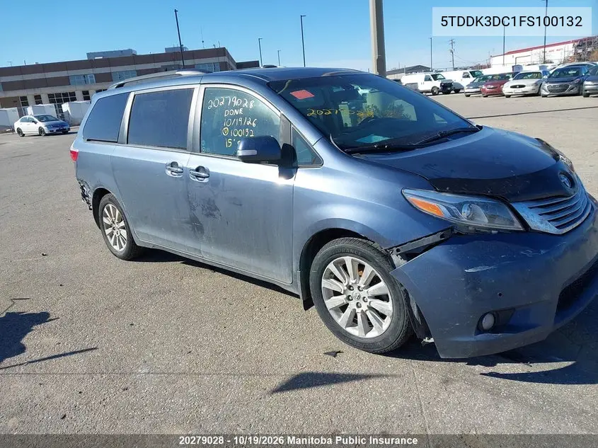 TOYOTA SIENNA 2015, VIN 5TDDK3DC1FS100132