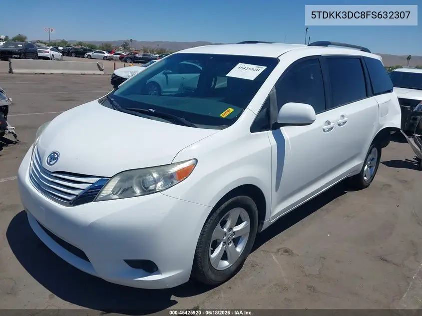 2015 TOYOTA SIENNA VIN 5TDKK3DC8FS632307 — фото 2