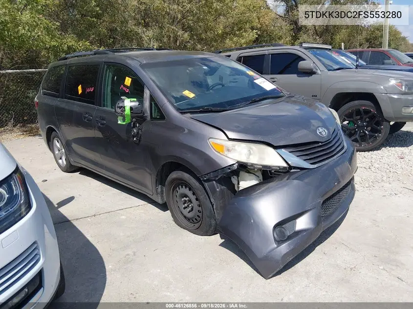 TOYOTA SIENNA 2015, VIN 5TDKK3DC2FS553280