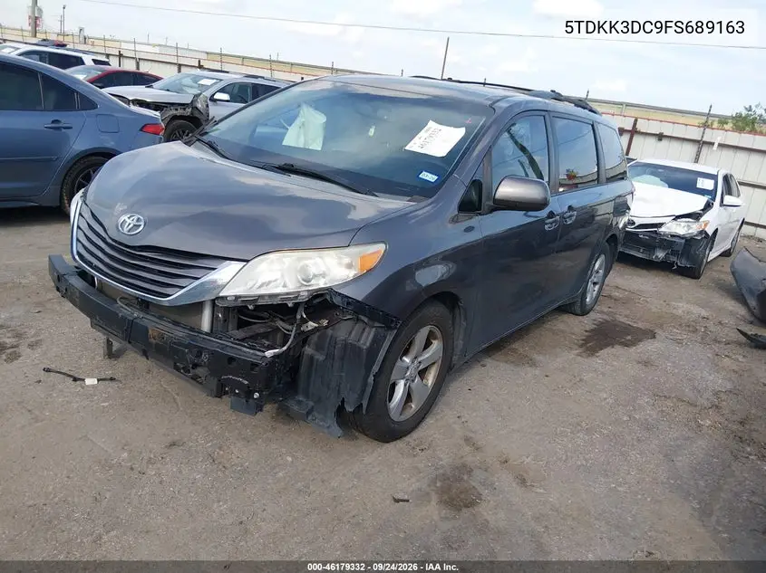 2015 TOYOTA SIENNA VIN 5TDKK3DC9FS689163 — фото 2