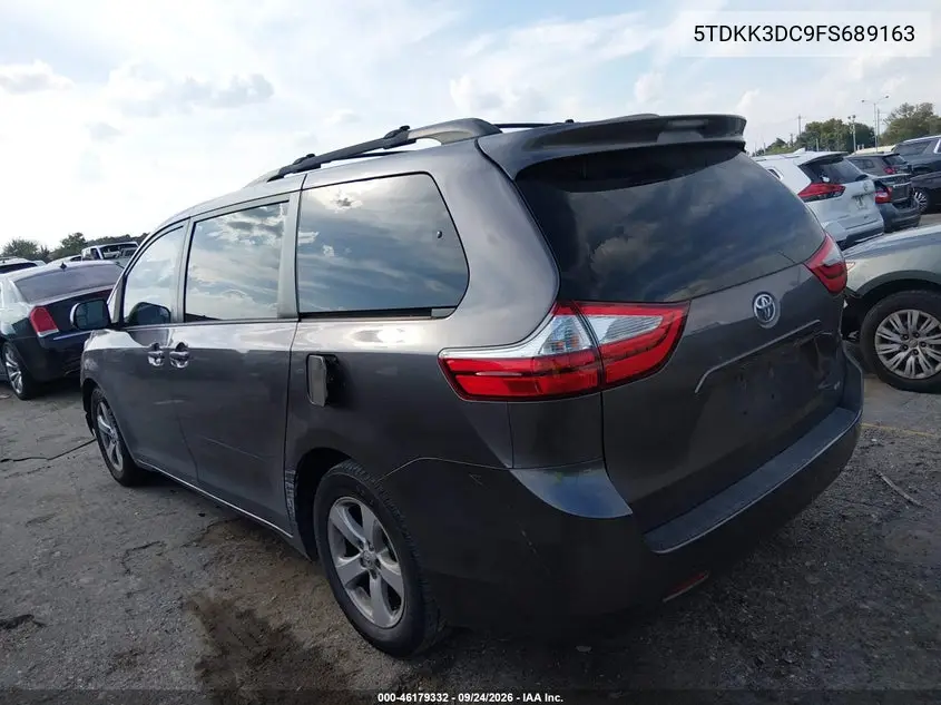 2015 TOYOTA SIENNA VIN 5TDKK3DC9FS689163 — фото 3