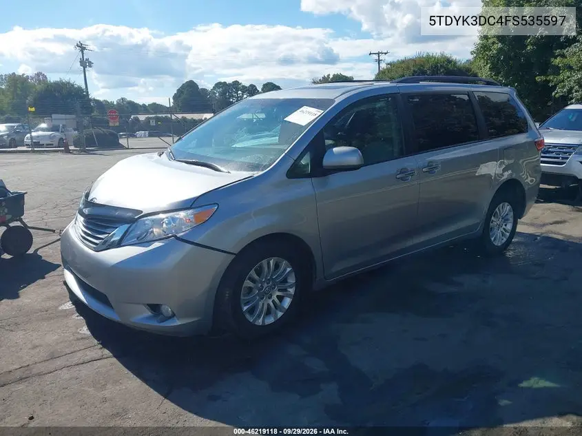 2015 TOYOTA SIENNA VIN 5TDYK3DC4FS535597 — фото 2