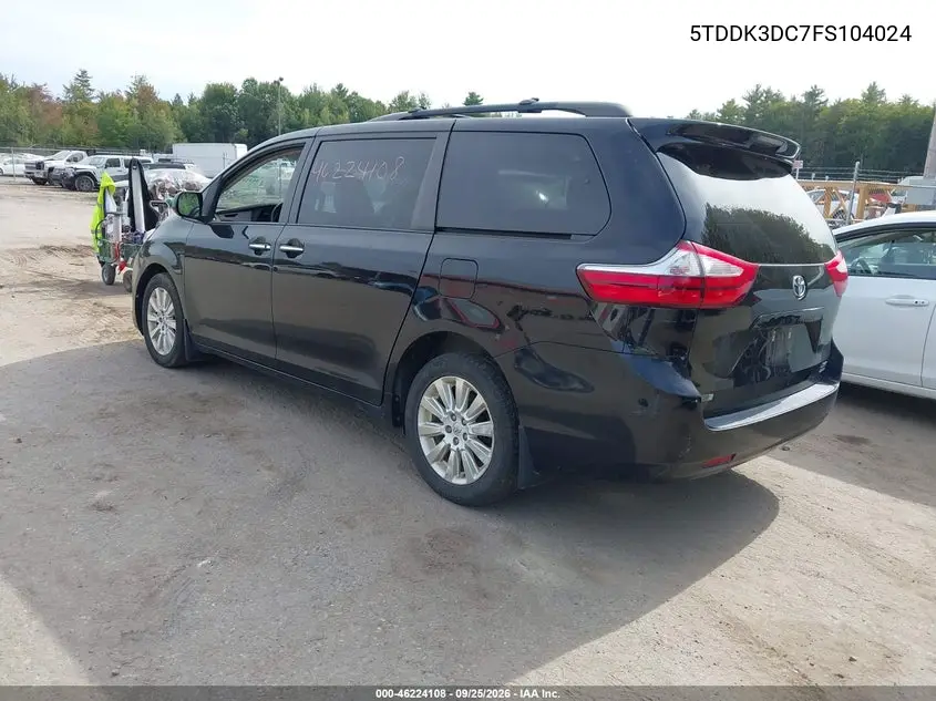 2015 TOYOTA SIENNA VIN 5TDDK3DC7FS104024 — фото 3