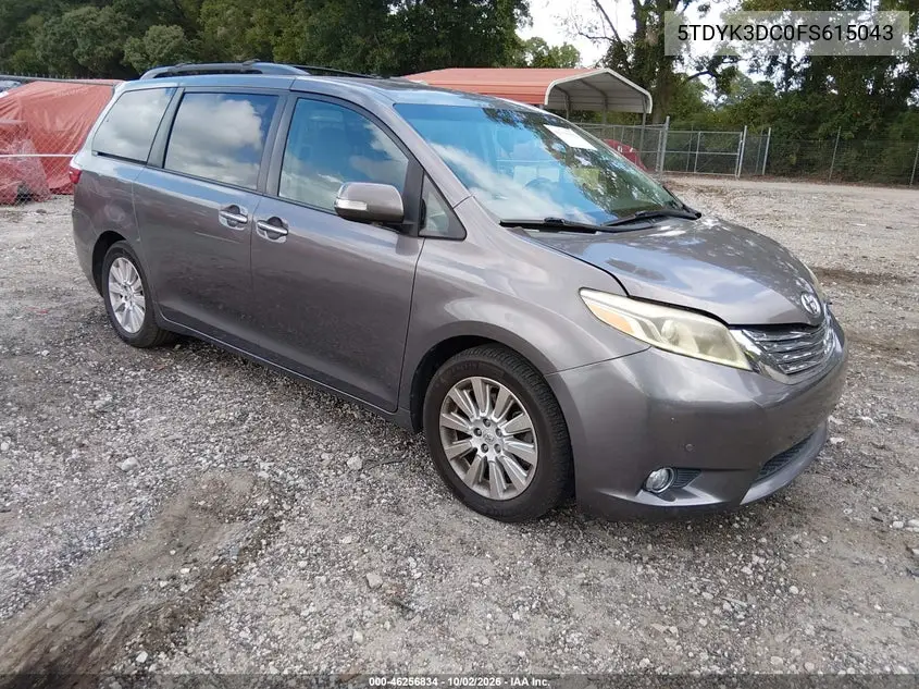 TOYOTA SIENNA 2015, VIN 5TDYK3DC0FS615043