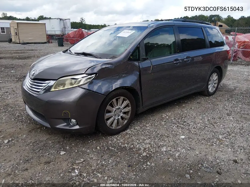 2015 TOYOTA SIENNA VIN 5TDYK3DC0FS615043 — фото 2
