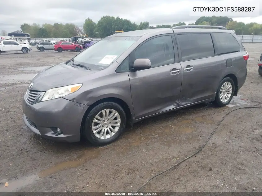2015 TOYOTA SIENNA VIN 5TDYK3DC1FS588287 — фото 2