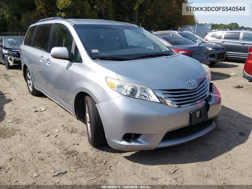 TOYOTA SIENNA 2015, VIN 5TDKK3DC0FS540544
