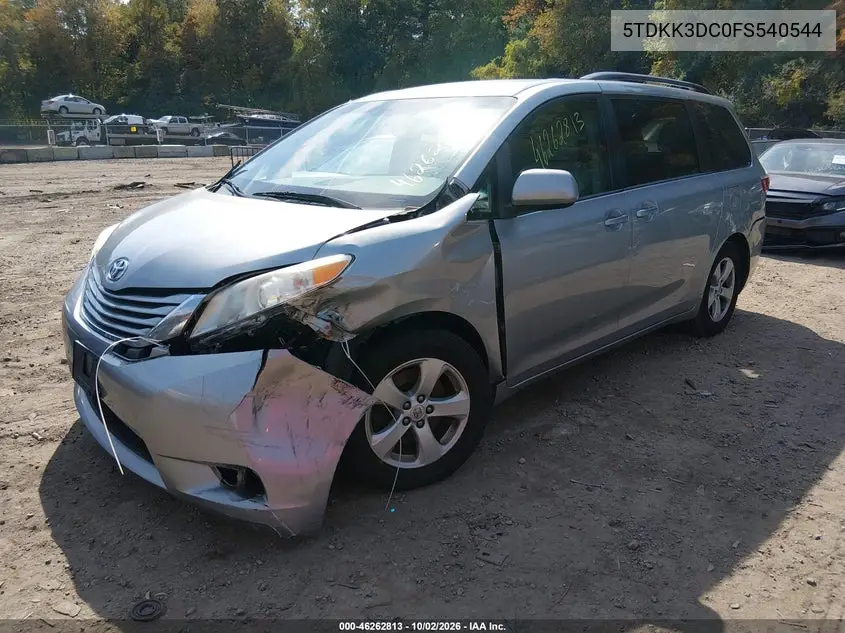 2015 TOYOTA SIENNA VIN 5TDKK3DC0FS540544 — фото 2