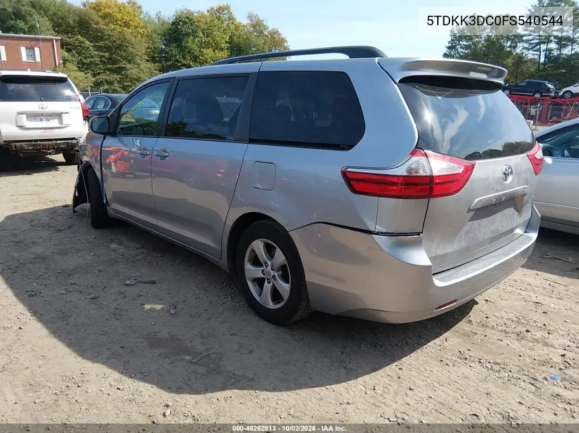 2015 TOYOTA SIENNA VIN 5TDKK3DC0FS540544 — фото 3