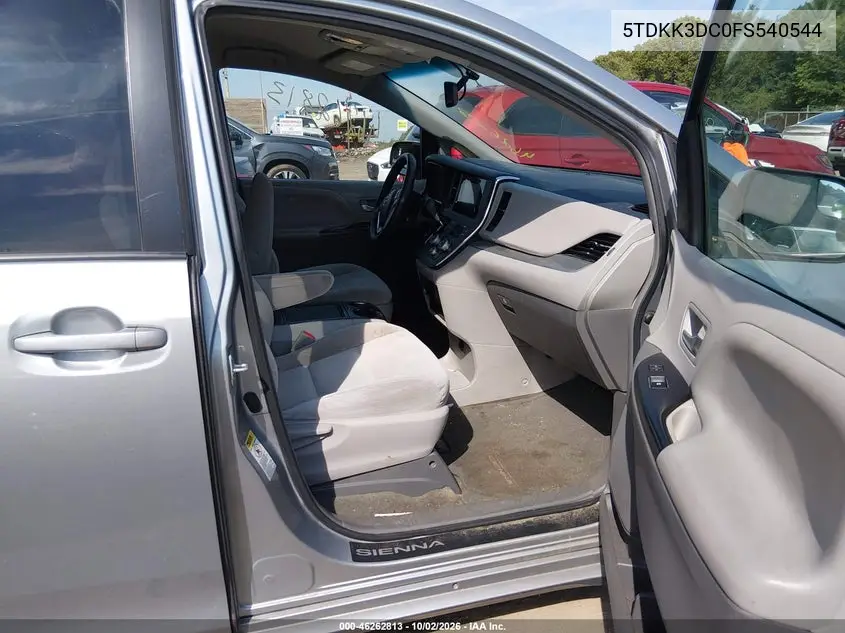 2015 TOYOTA SIENNA VIN 5TDKK3DC0FS540544 — фото 5