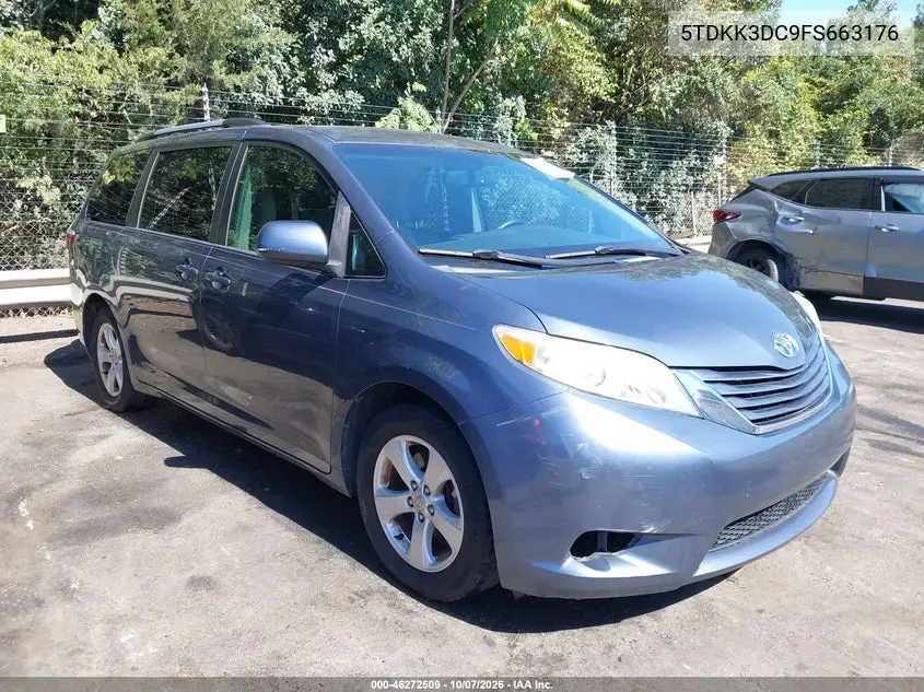 TOYOTA SIENNA 2015, VIN 5TDKK3DC9FS663176