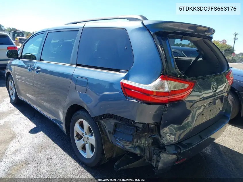2015 TOYOTA SIENNA VIN 5TDKK3DC9FS663176 — фото 3