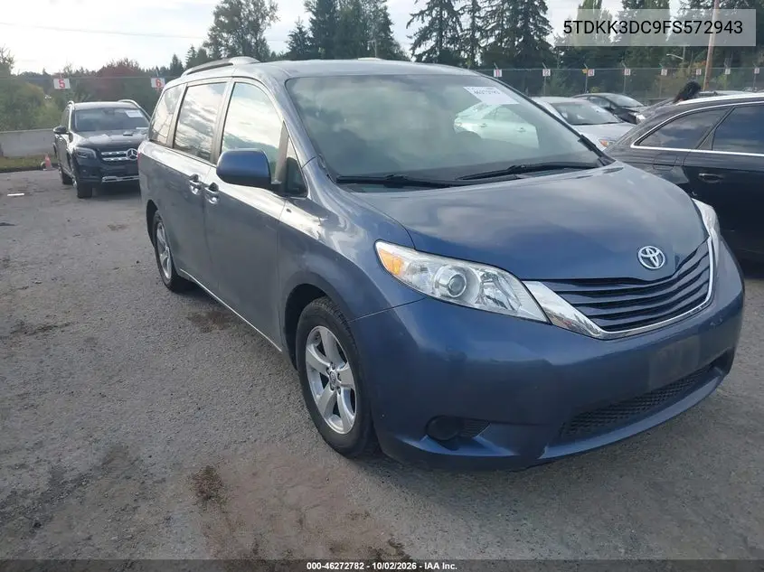 TOYOTA SIENNA 2015, VIN 5TDKK3DC9FS572943