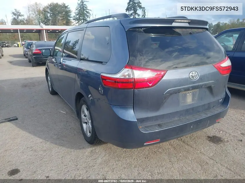 2015 TOYOTA SIENNA VIN 5TDKK3DC9FS572943 — фото 3